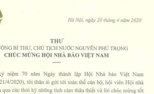 Tổng Bí thư, Chủ tịch nước chúc mừng 70 năm thành lập Hội Nhà báo Việt Nam