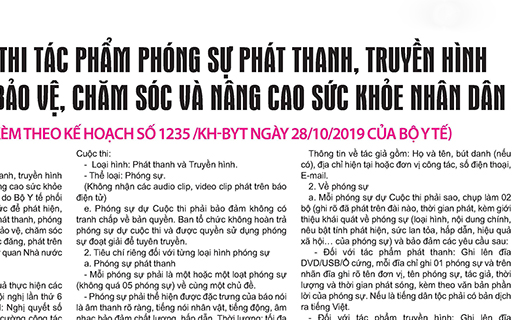 Cuộc thi tác phẩm phóng sự PT-TH về bảo vệ, chăm sóc và nâng cao sức khỏe nhân dân